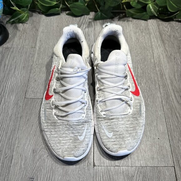 Nike Free RN 5.0 White Running Shoes with Red Swoosh Size 7.5 CZ1884-101 - Picture 2 of 12